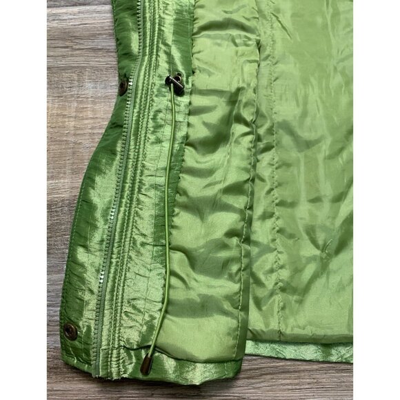 Coldwater Creek Womens Green Sleeveless Shiny Vest Jacket Full Zip Snap Medium - Picture 13 of 16